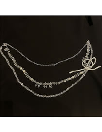 Fashion Silver Color Pearl Crystal Geometric Waist Chain