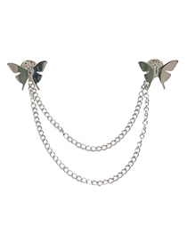 Fashion Silver Metal Butterfly Chain Tassel Brooch