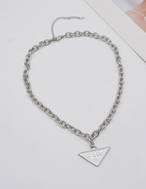 Fashion White Metallic Titanium Steel Triangle Letter Necklace
