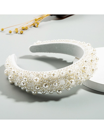 Fashion White Gypsophila Pearl Wide Brim Headband