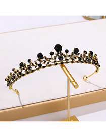 Fashion Black Alloy Diamond Crown Headband