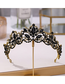 Fashion Black Alloy Black Diamond Crown Headband