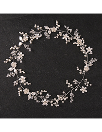 Fashion Silver Pearl Flower Braided Headband