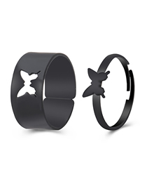 Fashion Black Alloy Butterfly Combination Open Ring