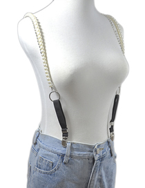 Fashion 1# Leather Chain Pearl Tassel Body Chain Strap