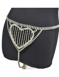 Fashion Silver Rhinestones Alloy Heart-shaped Full Diamond Body Chain