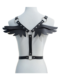 Fashion Black Faux Leather Wings Thin Girdle