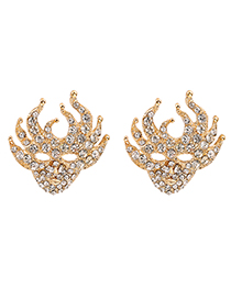 Fashion Gold Alloy Diamond Mask Earrings