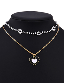 Fashion Black Alloy Rice Beads Beaded Love Necklace Set