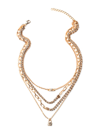 Fashion Gold Alloy Inlaid Rhinestone Claw Chain Multilayer Necklace