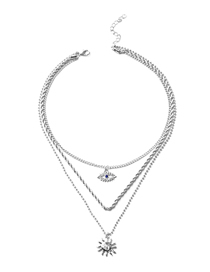 Fashion Silver Alloy Eye Twist Chain Multi-layer Necklace