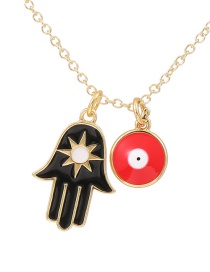 Fashion Black Red Copper Drop Oil Eye Palm Necklace