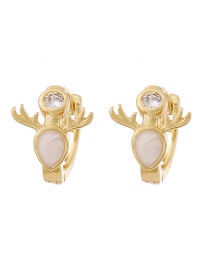 Fashion White Copper Inlaid Zircon Deer Head Stud Earrings