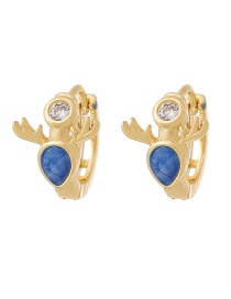 Fashion Royal Blue Copper Inlaid Zircon Deer Head Stud Earrings