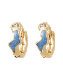 Fashion Royal Blue Copper Inlaid Zircon Lightning Stud Earrings