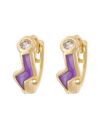 Fashion Purple Copper Inlaid Zircon Lightning Stud Earrings
