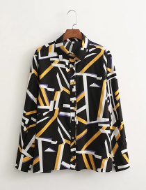 Fashion Black Geometric Print Shirt