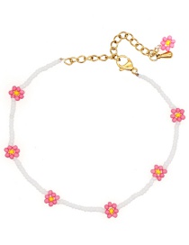 Fashion White Rice Beads Beaded Flower Braided Bracelet