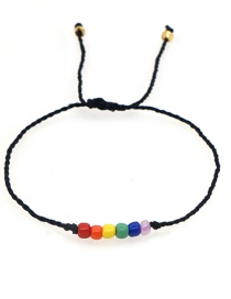 Fashion Black Rainbow Rice Beads Beaded Woven Bracelet