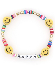 Fashion Color Acrylic Letter Square Rice Bead Smiley Bracelet