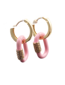 Fashion Pink Copper Inlaid Zirconium Oil Drop Geometric Earrings