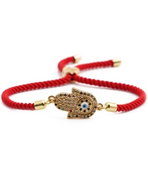 Fashion Red Rope Copper Inlaid Zirconium Geometric Eyes Beaded Braided Bracelet