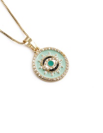 Fashion Green Copper Plated Real Gold Dripping Eyes Necklace