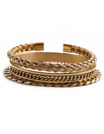 Fashion Golden 3-piece Set A Stainless Steel Chain Bracelet Set