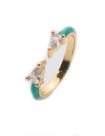 Fashion Green Copper-plated Real Gold Dripping Geometric Open Ring