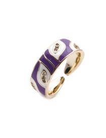 Fashion Purple Copper Plated Real Gold Dripping Open Ring