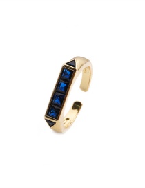 Fashion Blue Micro Zirconium Geometry Ring