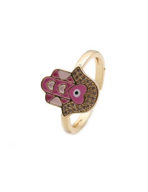 Fashion Pink Copper Plated Real Gold Dripping Palm Eye Opening Ring