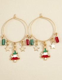 Fashion Gold Christmas Cartoon Ring Christmas Tree Earrings