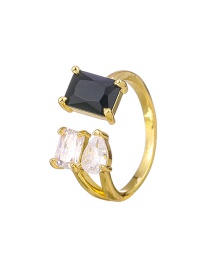 Fashion Black Copper Inlaid Zircon Geometric Ring