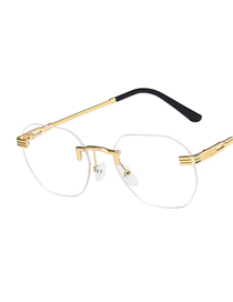 Fashion White Film Irregular Rimless Cut-edge Sunglasses
