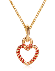 Fashion Heart Christmas Dripping Snowflake Cane Necklace