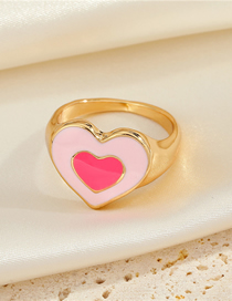 Fashion Pink Rose Love Heart Ring Two Tone Love Tai Chi Flower Open Ring