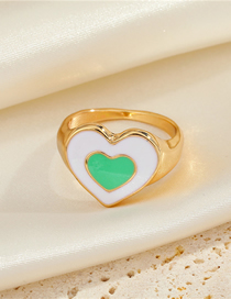 Fashion White Green Love Ring Two Tone Love Tai Chi Flower Open Ring