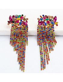 Fashion Color Geometric Flower Tassel Earrings
