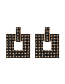 Fashion Black Geometric Square Diamond Earrings