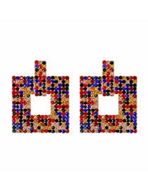 Fashion Color Geometric Square Diamond Earrings