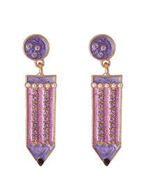 Fashion Purple Alloy Pencil Earrings