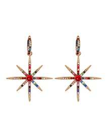 Fashion Color Alloy Inlaid Rhinestone Snowflake Stud Earrings