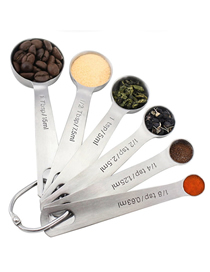Fashion Silver Stainless Steel 6-piece Measuring Spoon Set