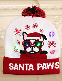 Fashion Dog Style (live) Christmas Printed Woolen Ball Knitted Luminous Cap  Wool