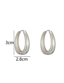 Fashion Large Silver Curved Smooth Drop Earrings