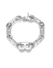 Fashion Silver Metal Thick Chain Letter Bracelet