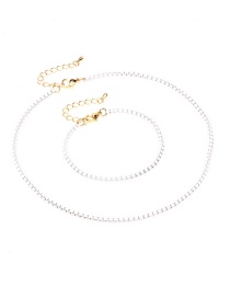 Fashion White Suit Copper Spray Paint Chain Lobster Clasp Necklace And Bracelet Set