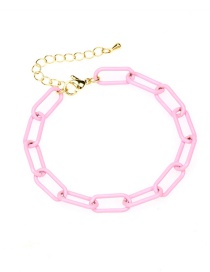 Fashion Pink Bracelet Copper Spray Paint Lobster Clasp Thick Chain Bracelet