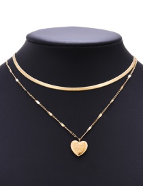 Fashion Gold Titanium Steel Double Layer Love Letter Necklace